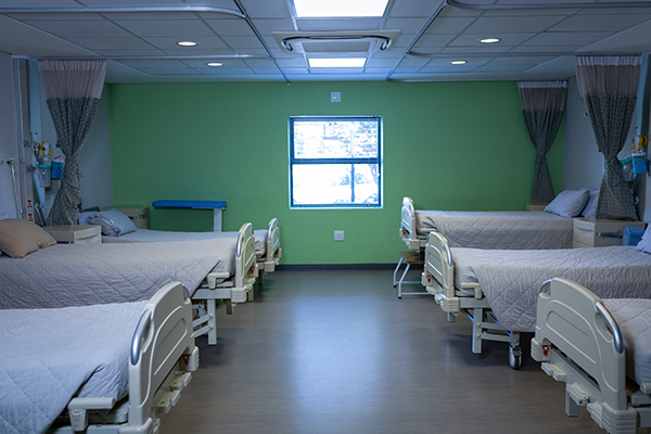 Hospital room with beds